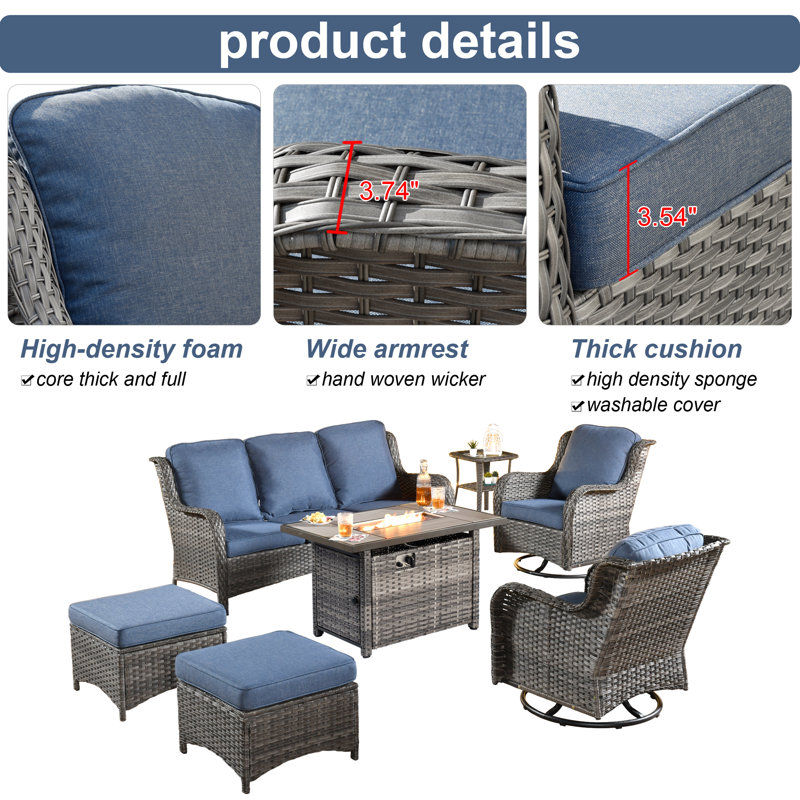 Red Barrel Studio® Cracraft 6 Person Outdoor Seating Group with Cushions & Reviews Wayfair